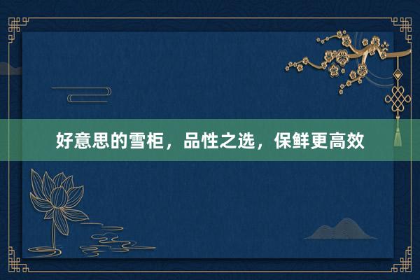 好意思的雪柜,品性之选,保鲜更高效